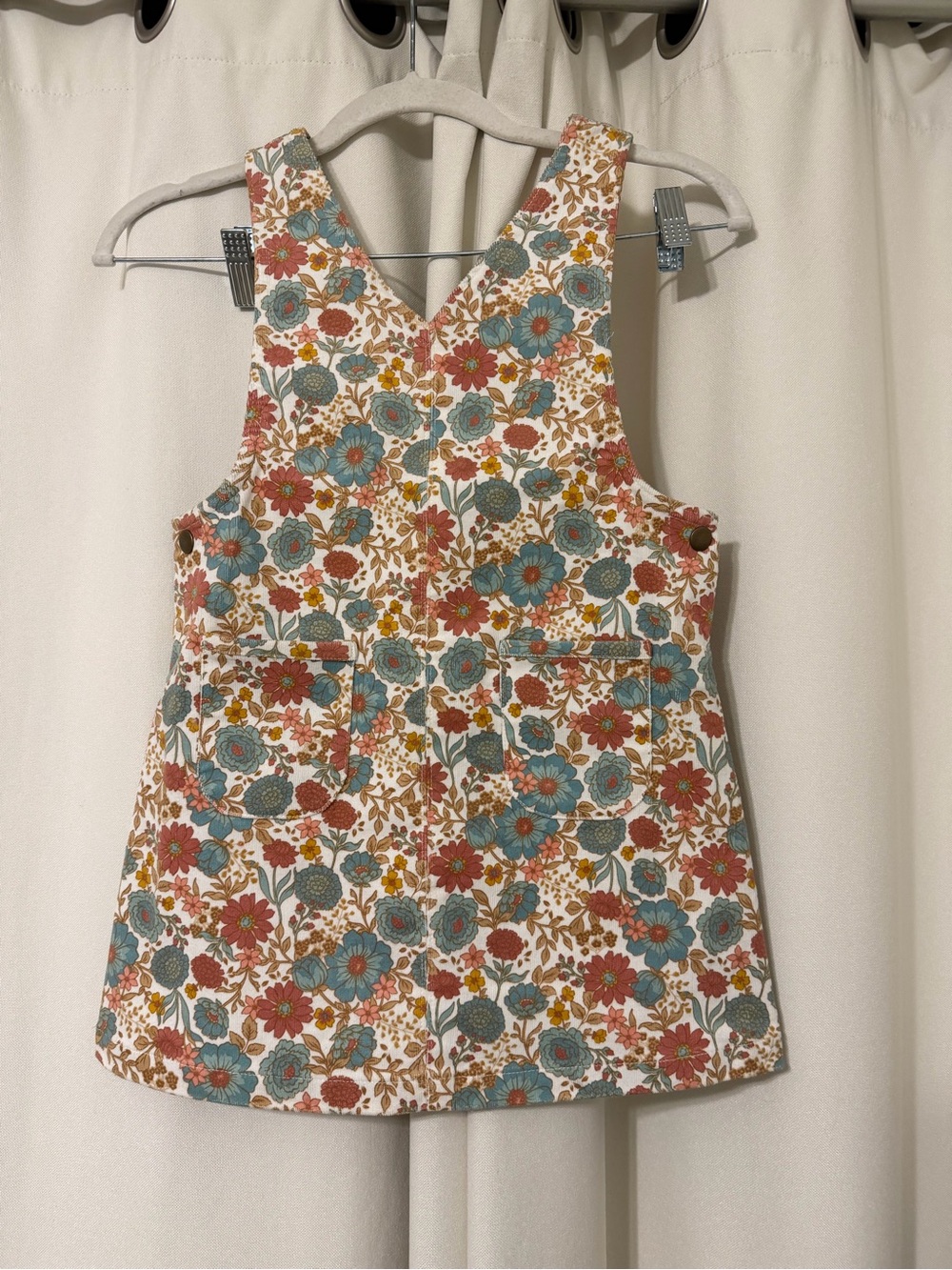 Tommy Bahama Floral Corduroy Pinafore Sleeveless Dress in Multi-Color Size 5T